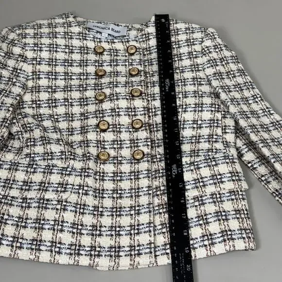 VERONICA BEARD Bentley Tweed Jacket Sz-2 Ivory/Camel 2406TW6810474 - Picture 13 of 16
